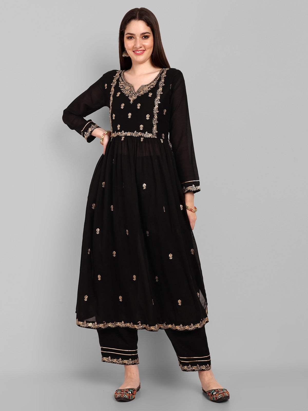 Embroidered Straight Kurta Pants Set