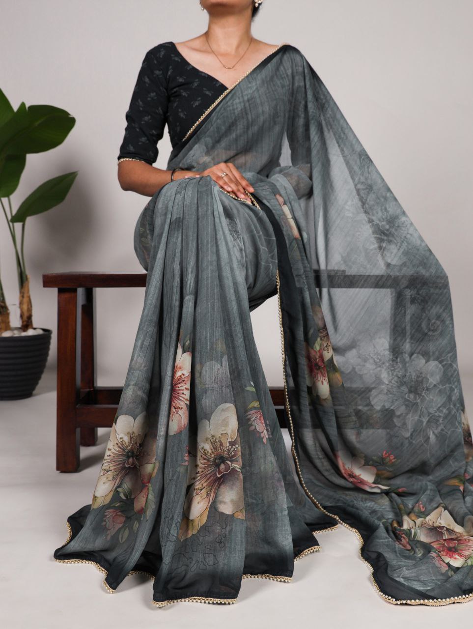 Floral Georgette Saree