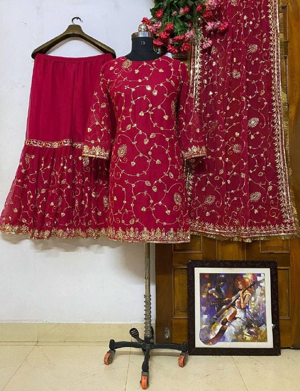 GEORGETTE TOP WITH BEAUTIFUL FULLY EMBROIDERED GEORGETTE SHARARA