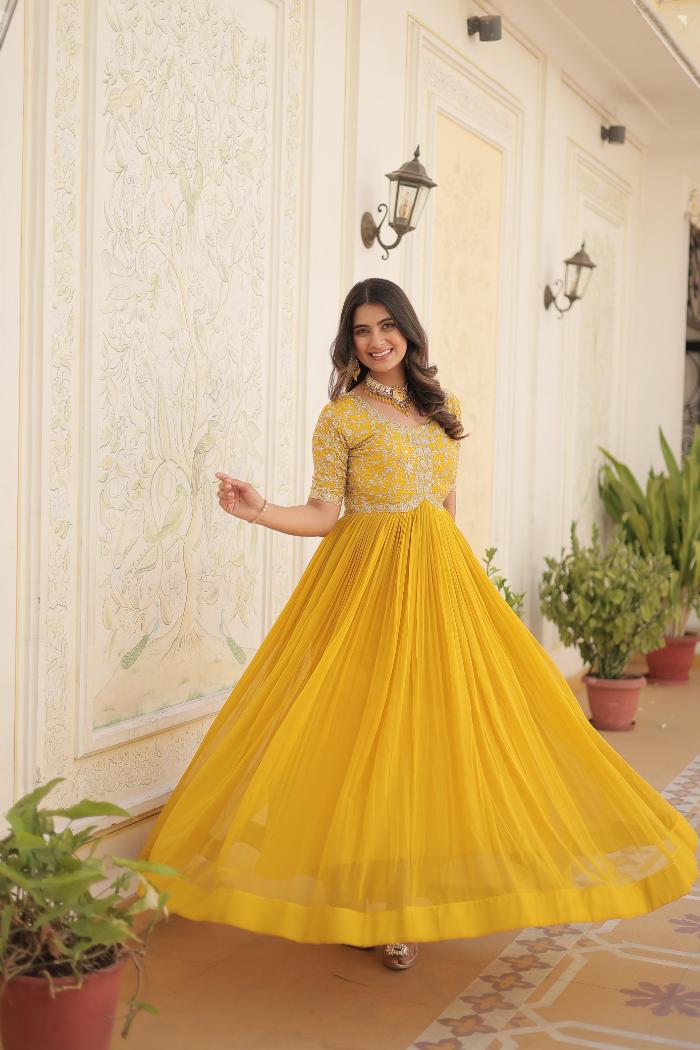 Readymade Gown Collection with Zari and Sequins Embroidery