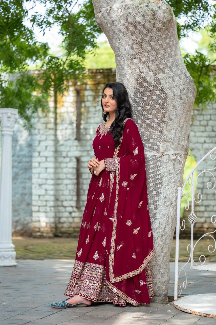 Heavy Embroidery Sequence Work Gown With Fully Stiched and Dupatta Ready to Wear