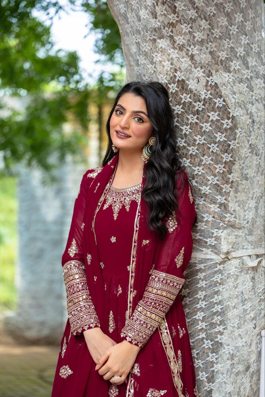 Heavy Embroidery Sequence Work Gown With Fully Stiched and Dupatta Ready to Wear