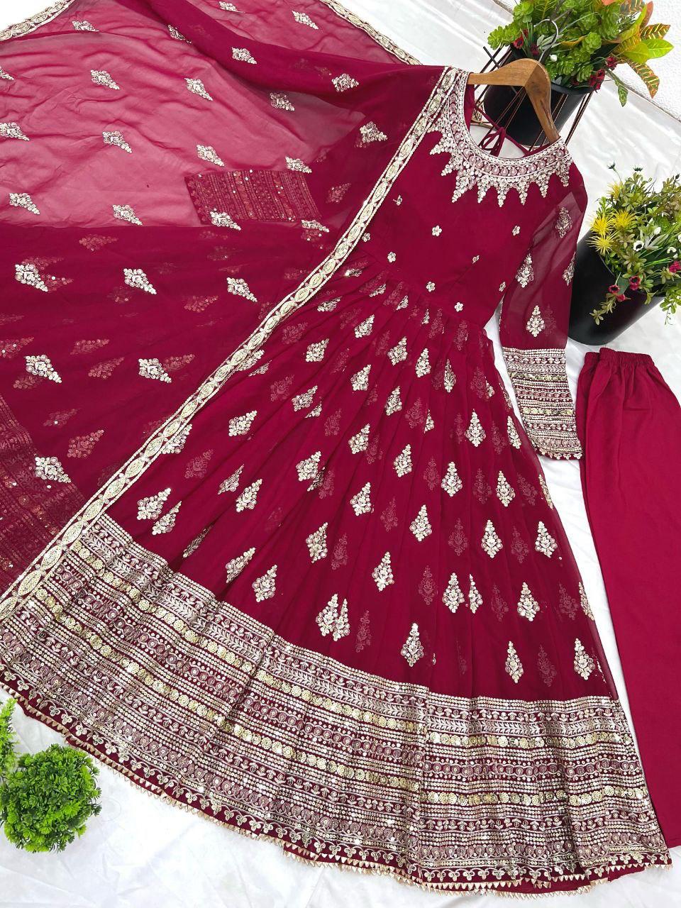 Heavy Embroidery Sequence Work Gown With Fully Stiched and Dupatta Ready to Wear