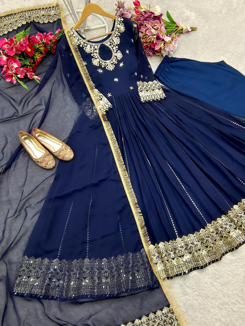 Pure Fox Georgette Gown Pent and Dupatta
