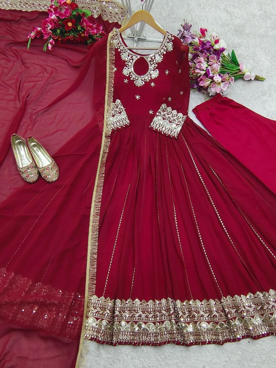 Pure Fox Georgette Gown Pent and Dupatta