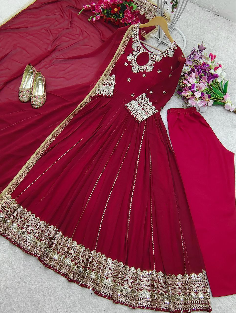 Pure Fox Georgette Gown Pent and Dupatta