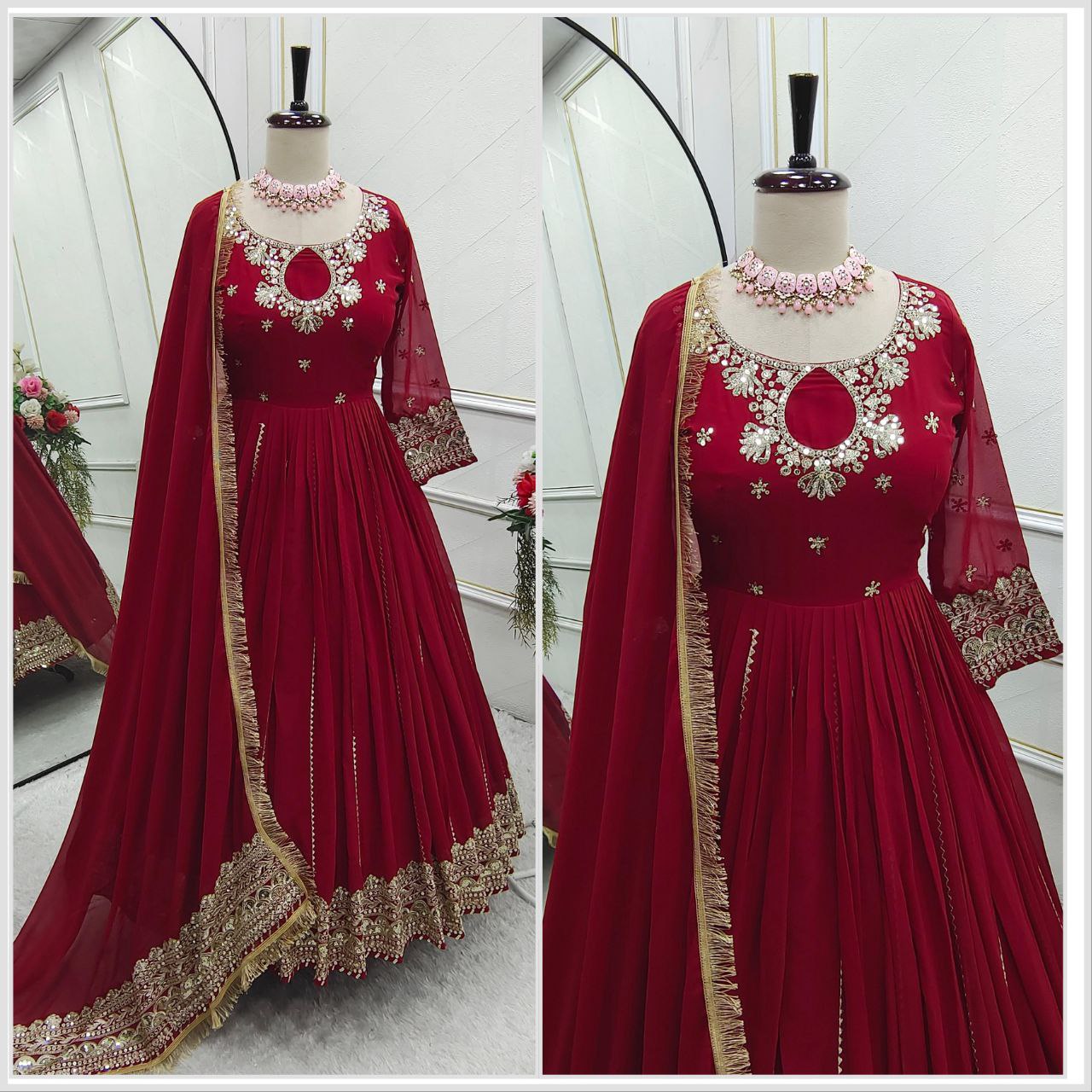 Pure Fox Georgette Gown Pent and Dupatta