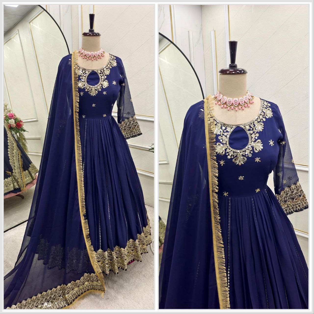 Pure Fox Georgette Gown Pent and Dupatta