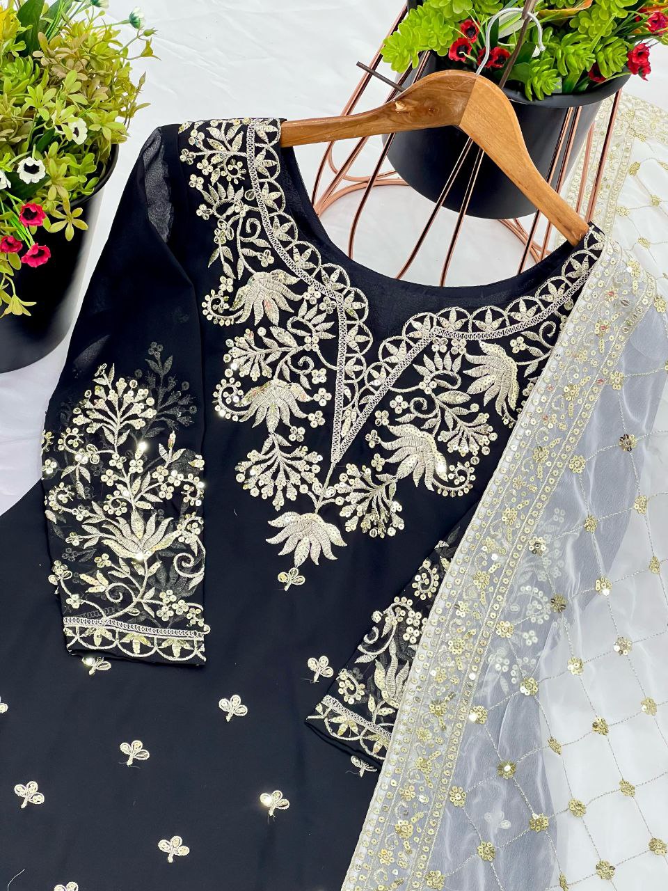Top-Plazzo and Dupatta With Heavy Embroidery Work