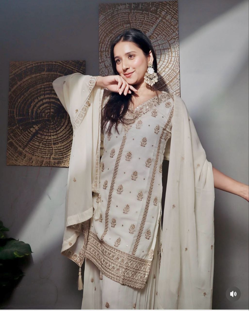 Georgette Top-Sarara and Dupatta