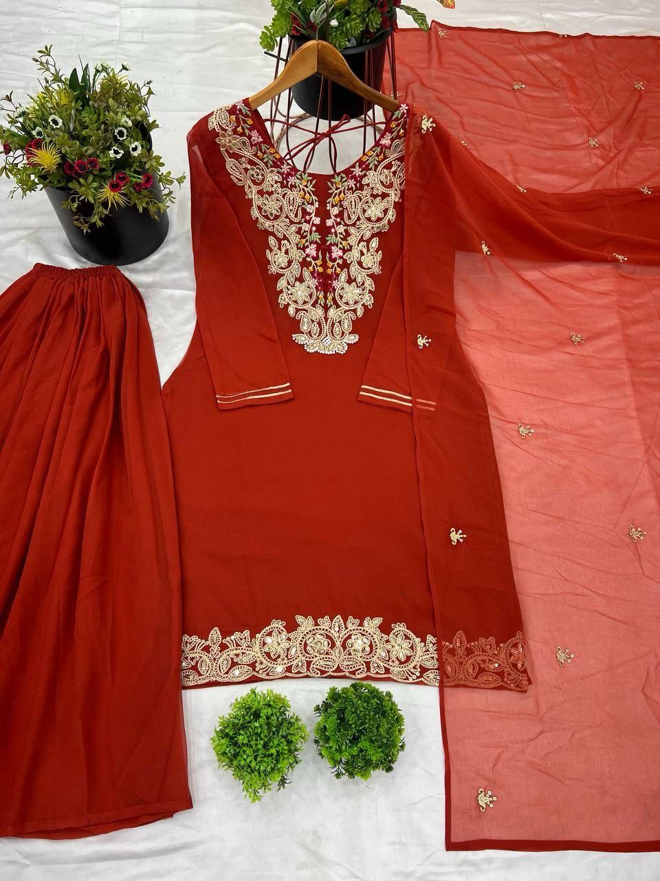 Top-Plazzo and Dupatta With Heavy Embroidery Work
