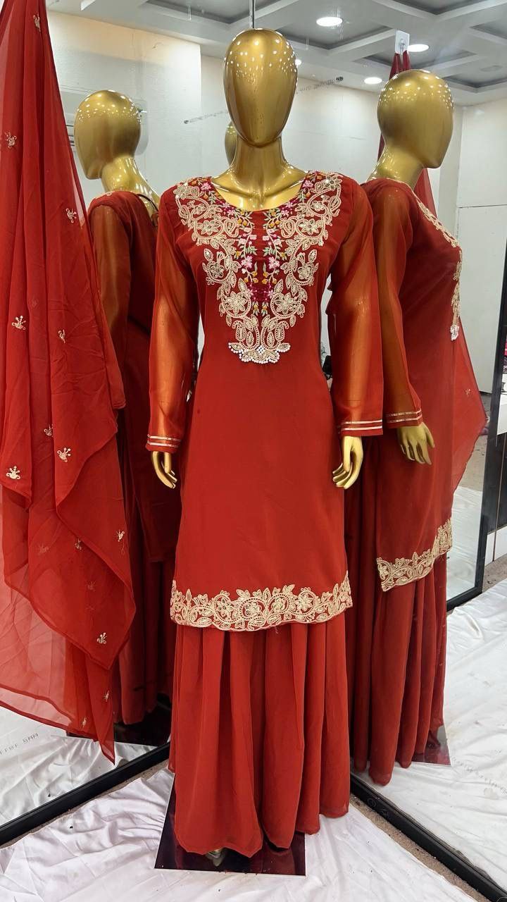 Top-Plazzo and Dupatta With Heavy Embroidery Work