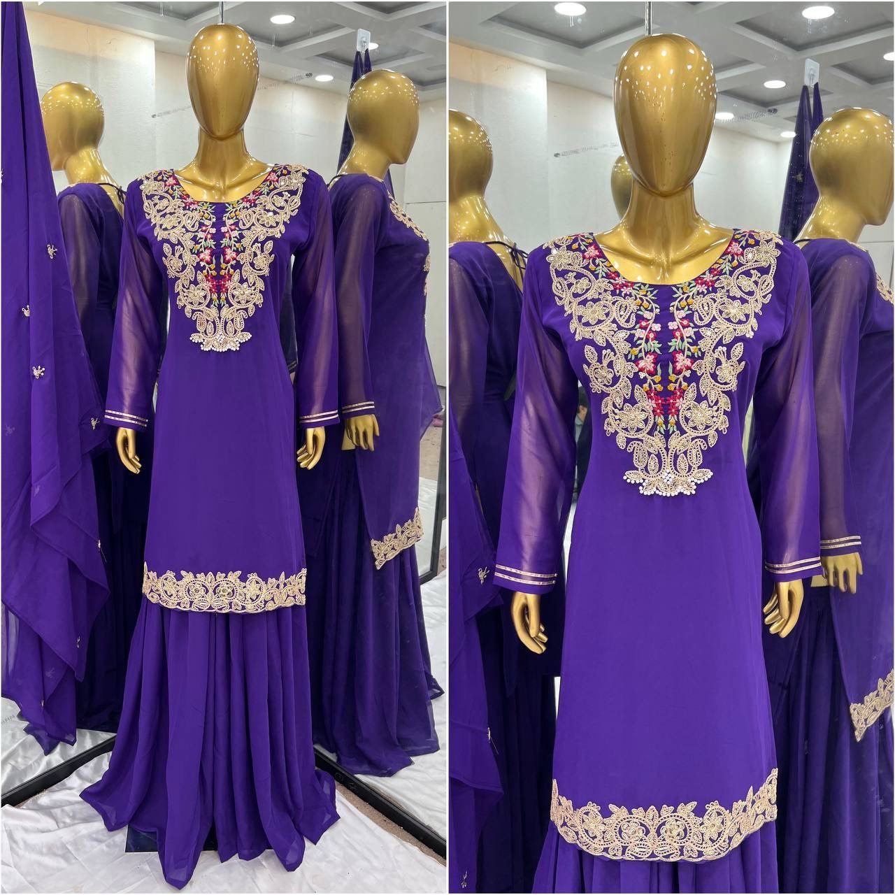 Top-Plazzo and Dupatta With Heavy Embroidery Work