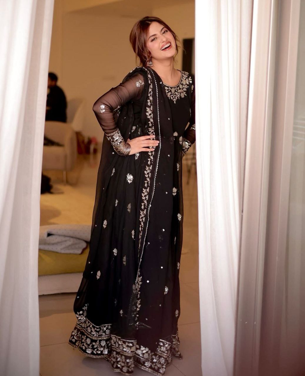 Heavy Fox Georgett Gown -Pent Dupatta Set Fully Stitched Ready To Wear