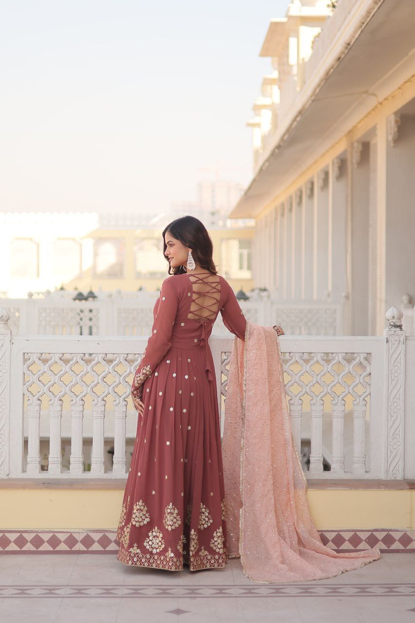 Faux Georgette with Zari Threa Gown