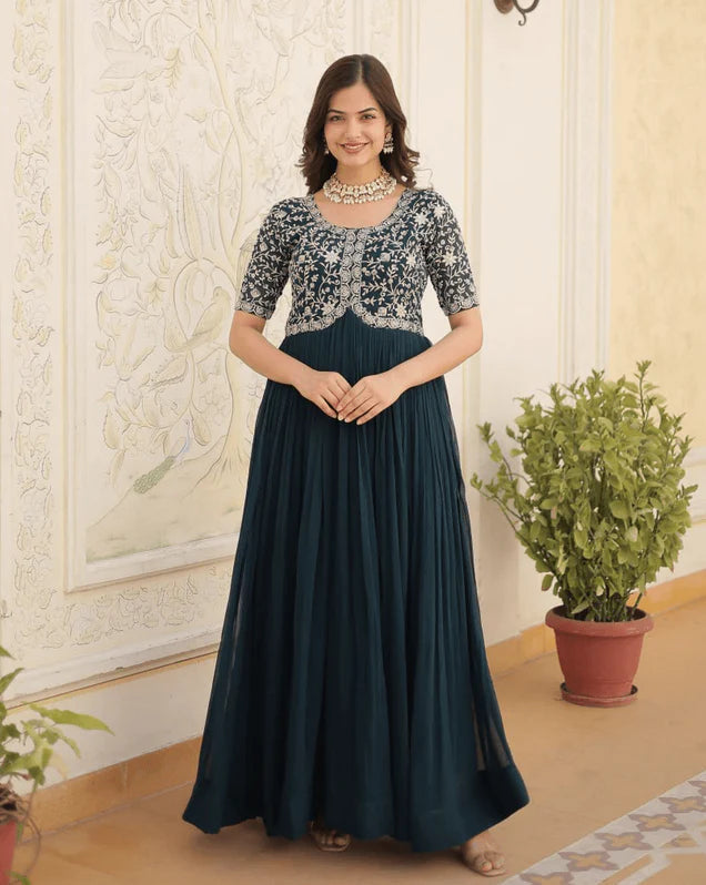 Readymade Gown Collection with Zari and Sequins Embroidery