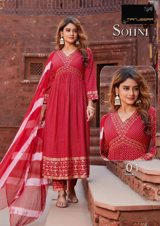 Manjeera Sohni Alia Cut Kurti Set
