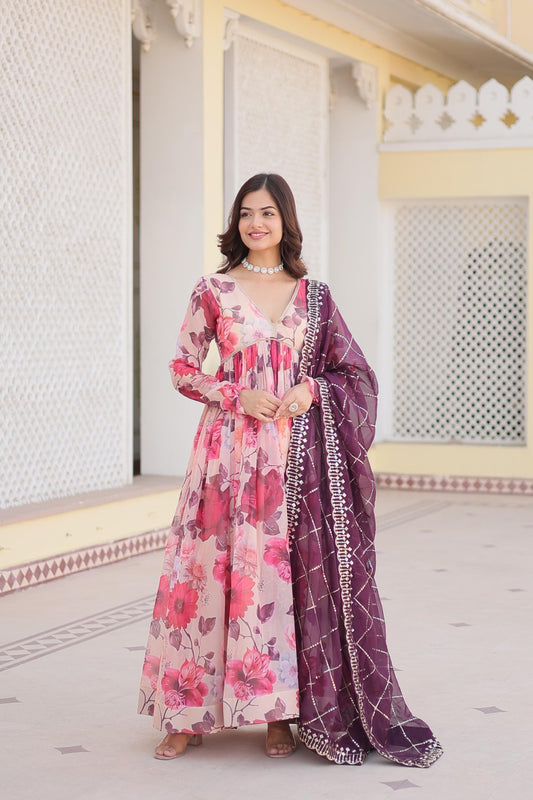 RUSSIAN SILK PRINTED GOWN