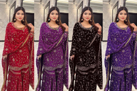 GEORGETTE TOP WITH BEAUTIFUL FULLY EMBROIDERED GEORGETTE SHARARA