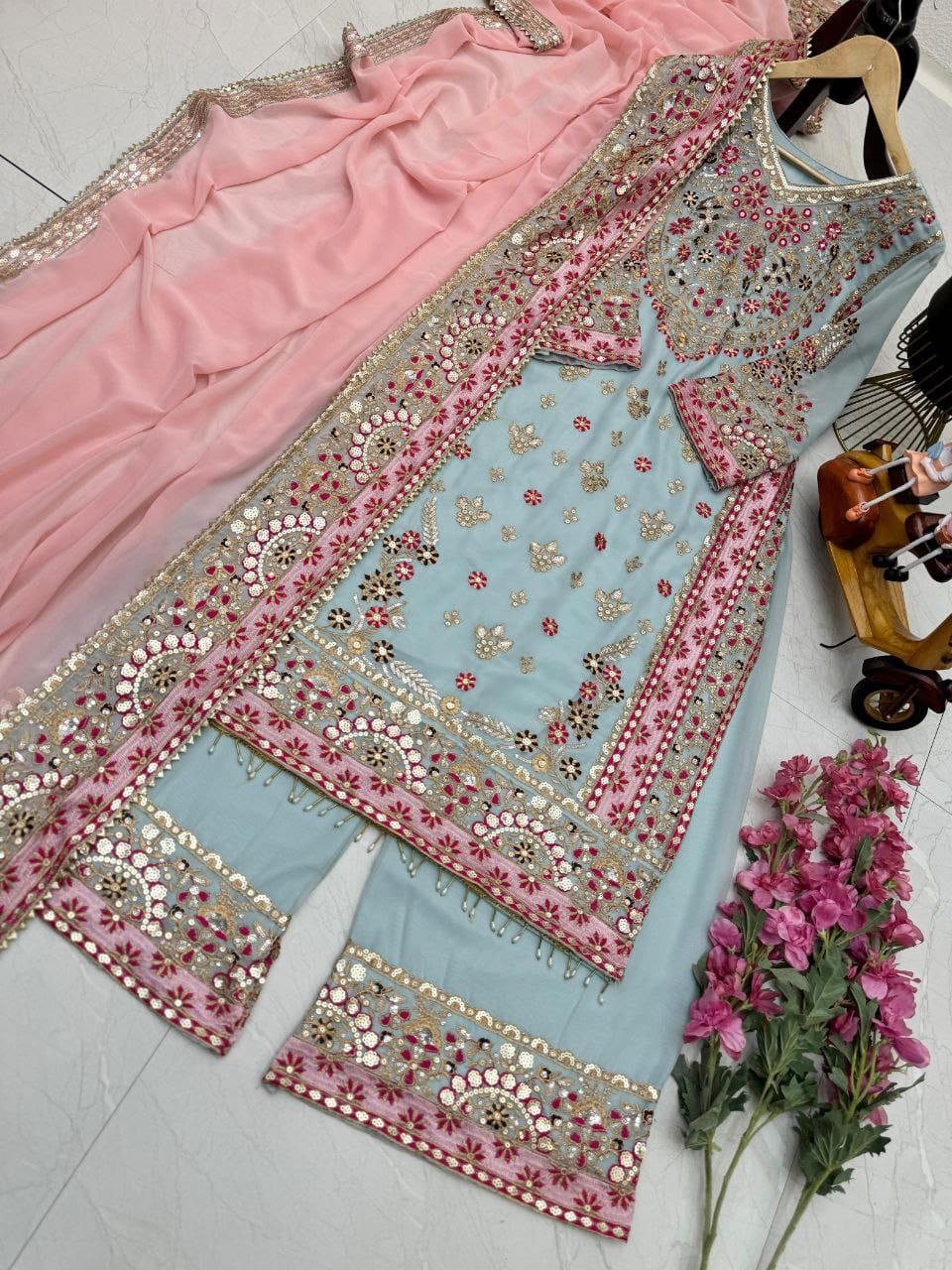 ZD-Series  Party Sharara Suit & Dupatta Set