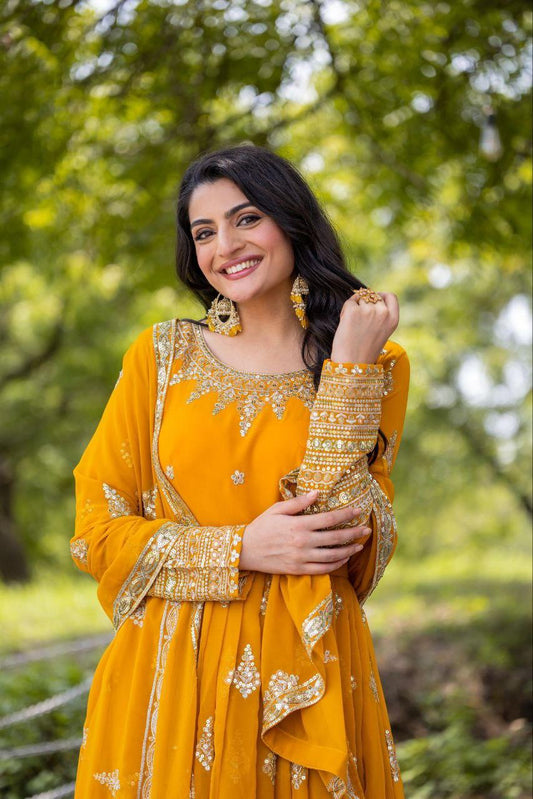 Heavy Embroidery Sequence Work Gown With Fully Stiched and Dupatta Ready to Wear