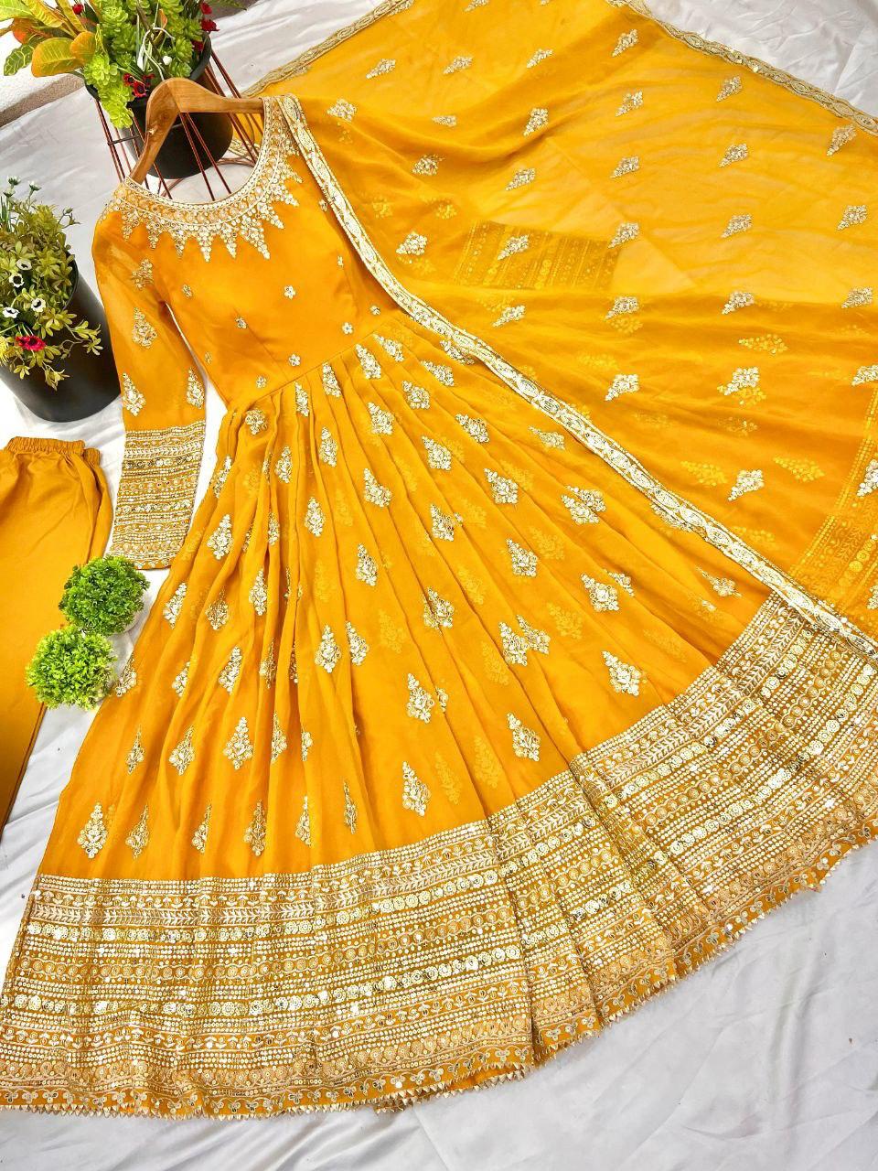 Heavy Embroidery Sequence Work Gown With Fully Stiched and Dupatta Ready to Wear