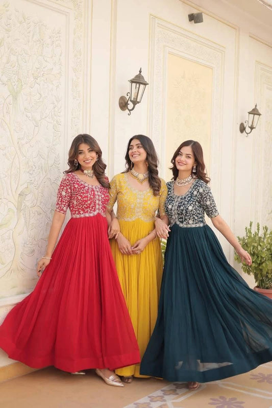 Readymade Gown Collection with Zari and Sequins Embroidery