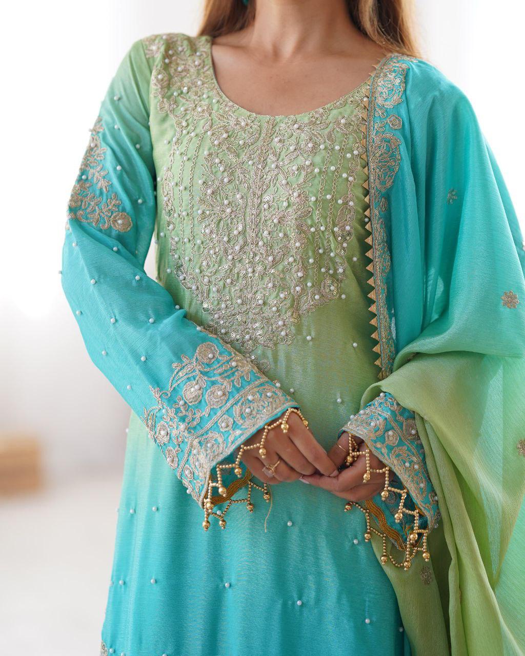 Chinon silk Trendy Suit