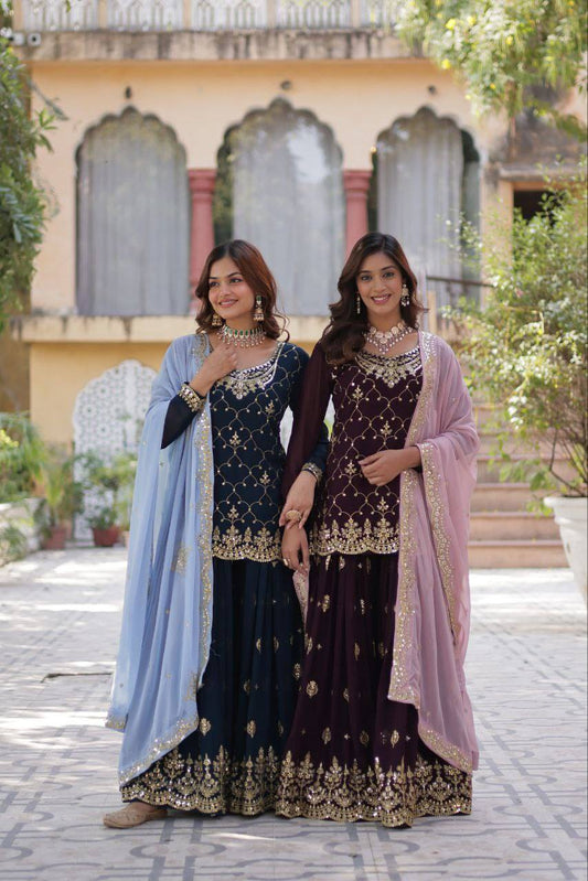 PREMIUM DESIGNER READYMADE KURTI-PLAZOO-DUPATTA COLLECTIONS