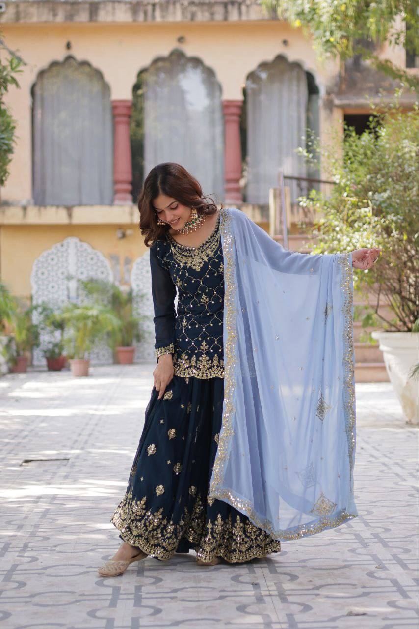 PREMIUM DESIGNER READYMADE KURTI-PLAZOO-DUPATTA COLLECTIONS