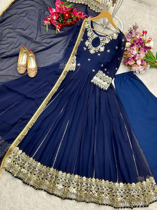Pure Fox Georgette Gown Pent and Dupatta