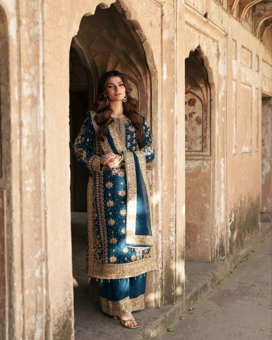 Heavy Embroidery Sequence Work Top-Bottom And Dupatta Set
