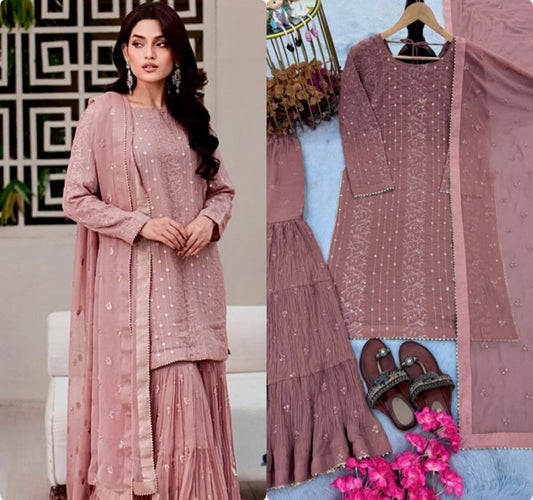 Đěsigner Party Wear Top Plazzo & Dupatta Set