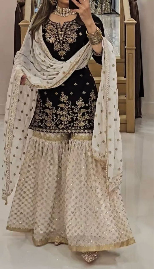 Top-Plazzo and Dupatta With Heavy Embroidery Work