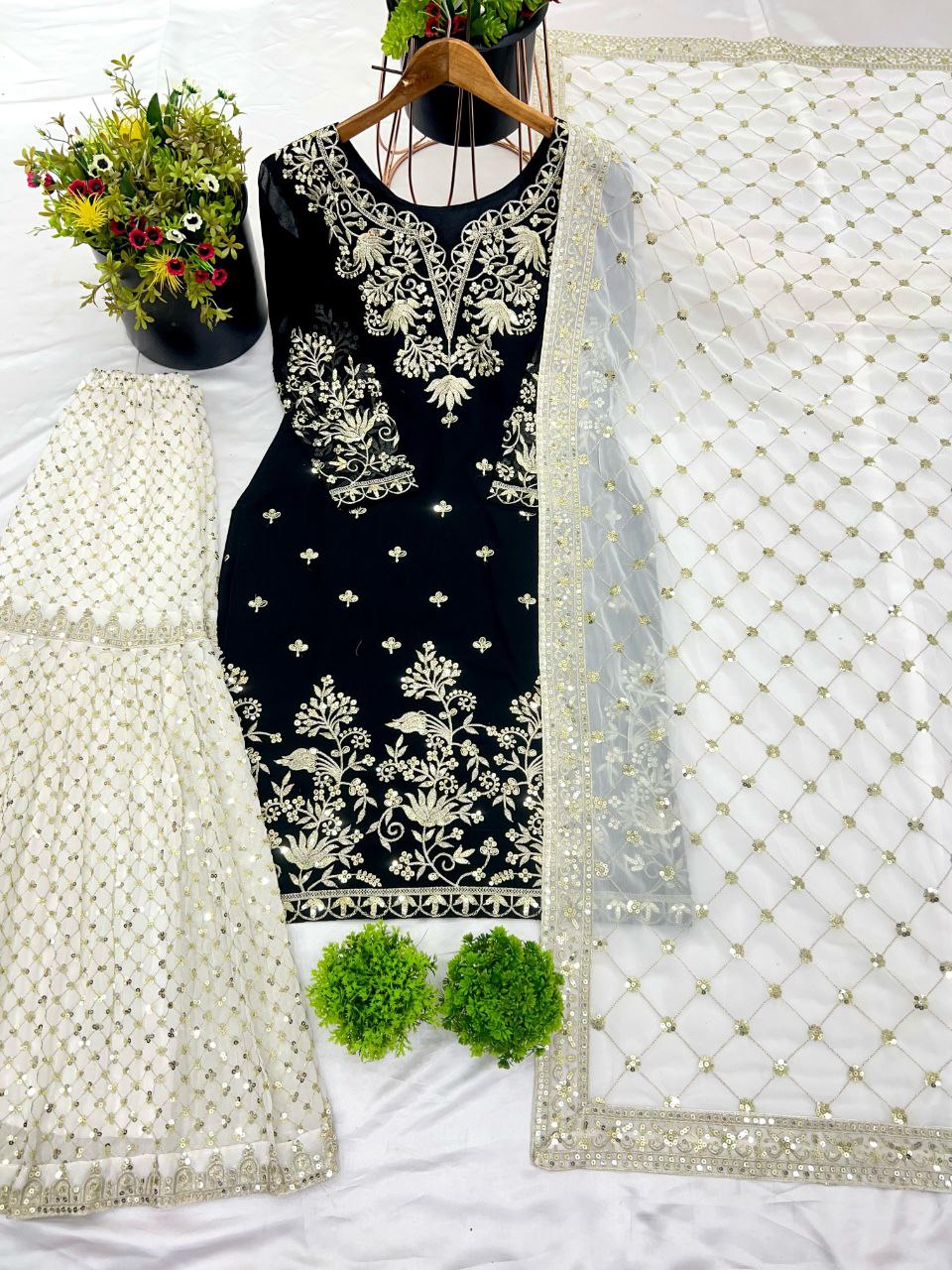 Top-Plazzo and Dupatta With Heavy Embroidery Work