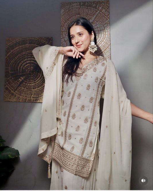Georgette Top-Sarara and Dupatta
