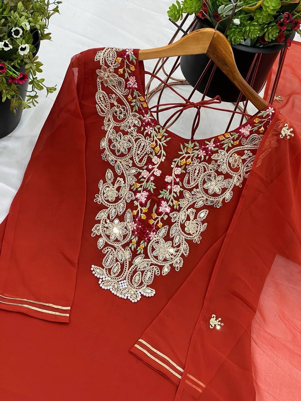 Top-Plazzo and Dupatta With Heavy Embroidery Work