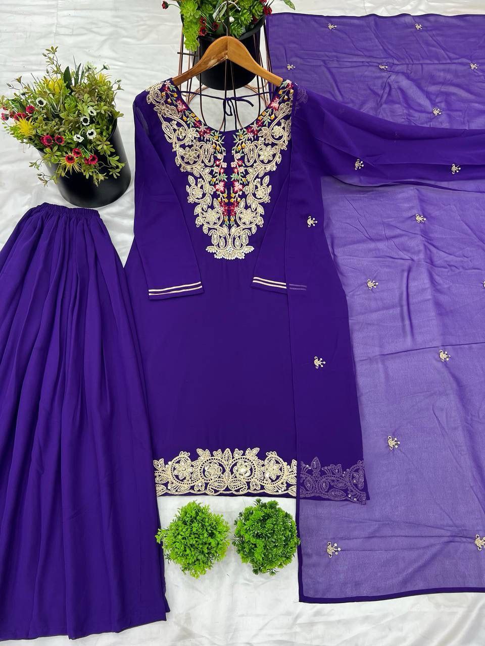 Top-Plazzo and Dupatta With Heavy Embroidery Work