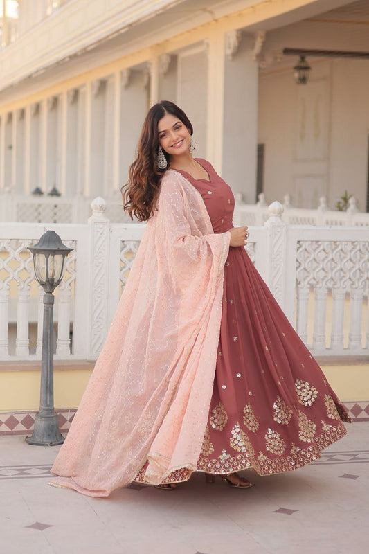 Faux Georgette with Zari Threa Gown